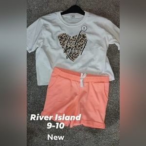 River Island girls shorts set New 9-10 years